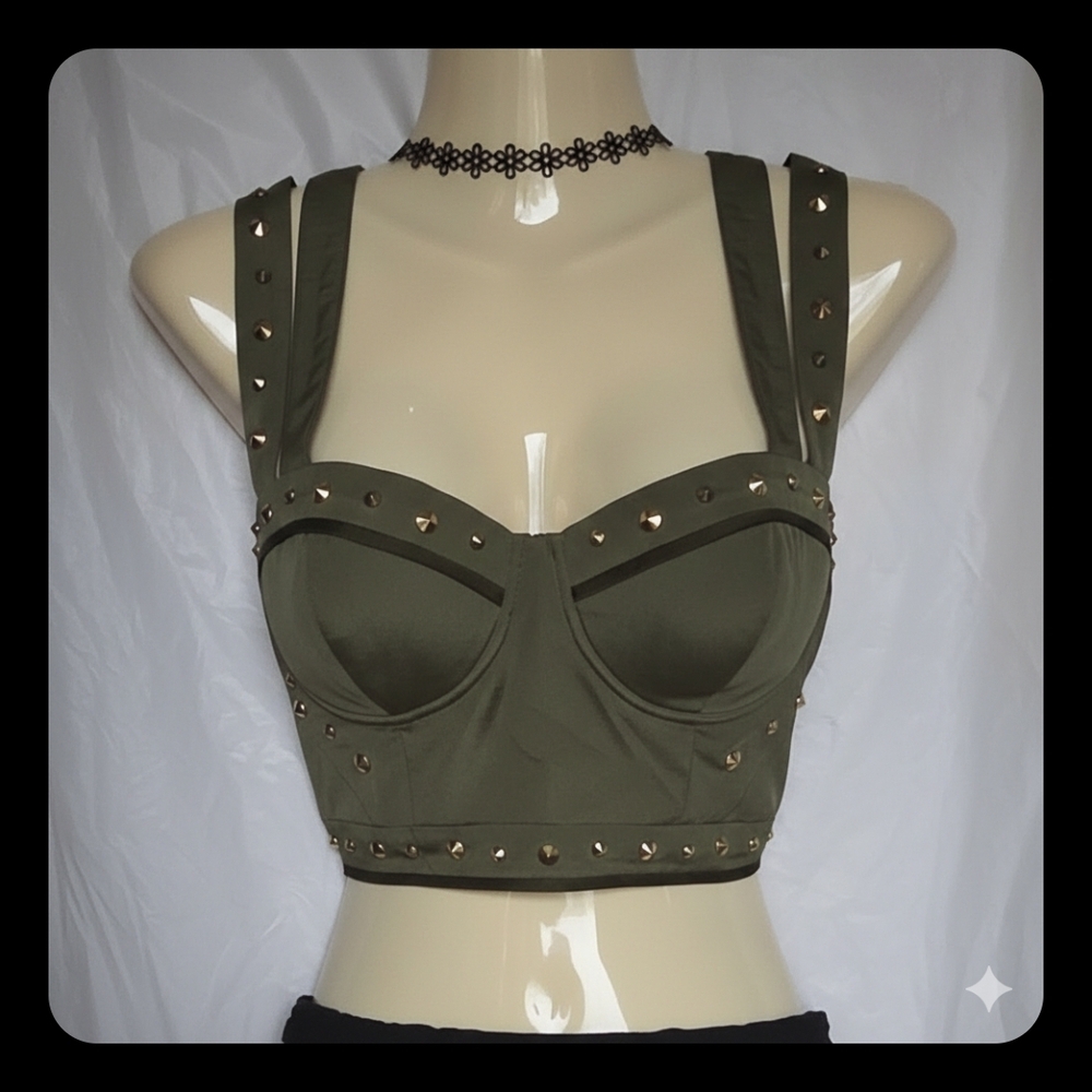 Guess by Marciano Olive Studded Crop Top